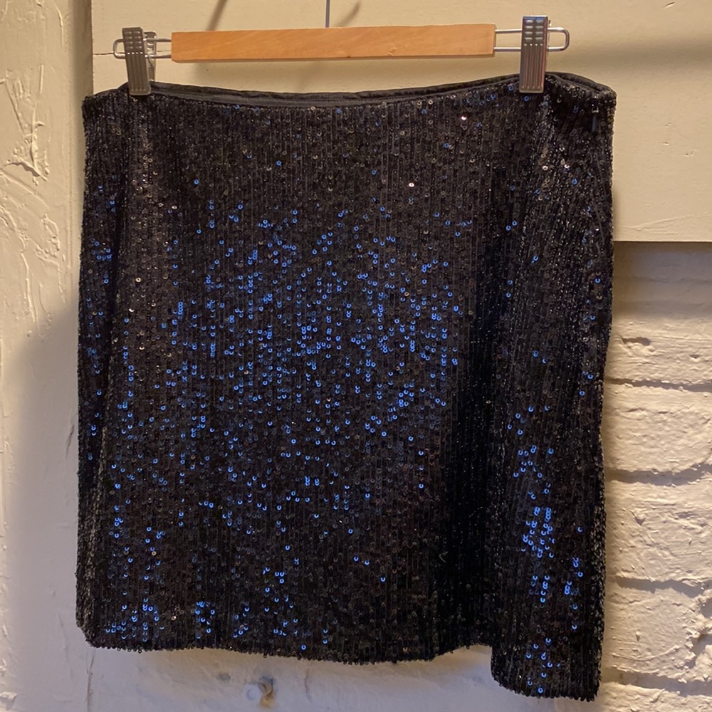 Black sequin mini skirt